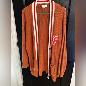 Aerie Orange Cardigan with Red Trim